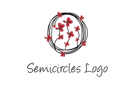 wreath made of wire, butterflies and flowers logo