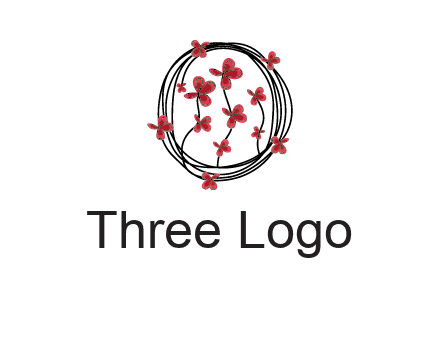 wreath made of wire, butterflies and flowers logo