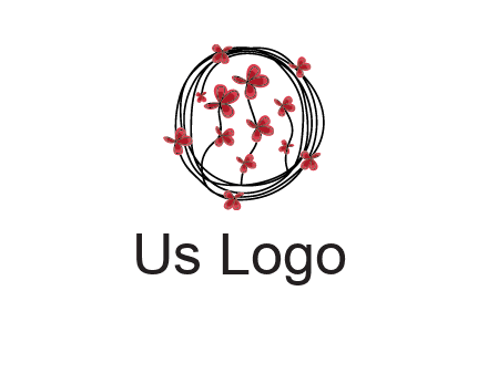wreath made of wire, butterflies and flowers logo