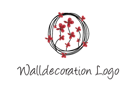wreath made of wire, butterflies and flowers logo