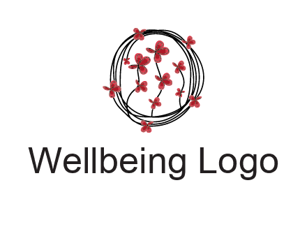 wreath made of wire, butterflies and flowers logo