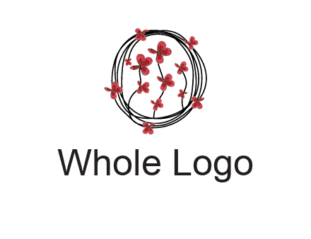 wreath made of wire, butterflies and flowers logo