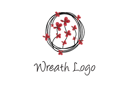 wreath made of wire, butterflies and flowers logo