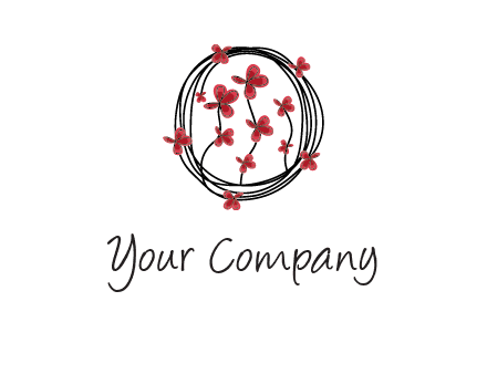 wreath made of wire, butterflies and flowers logo