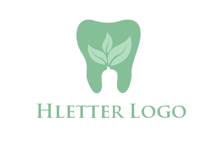 leaves inside tooth logo