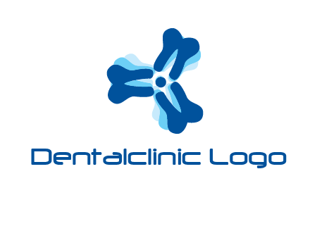 dental logo with tooth x-rays forming a fidget spinner