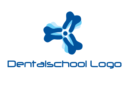 dental logo with tooth x-rays forming a fidget spinner