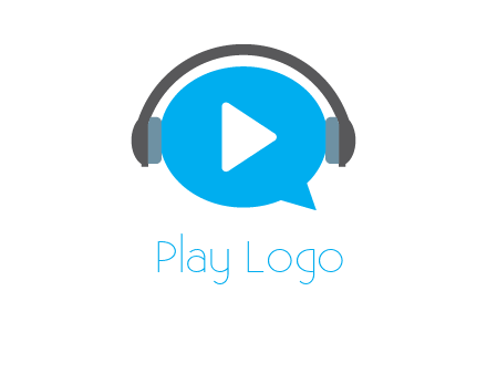 play button wearing headphones logo