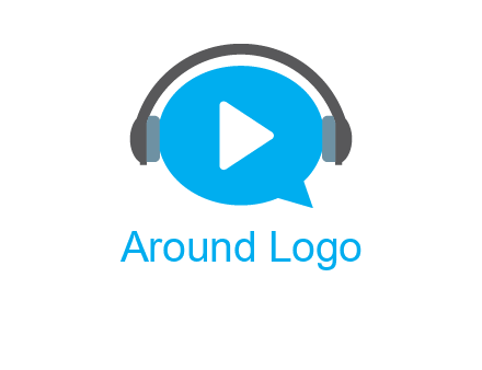 play button wearing headphones logo