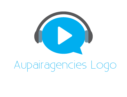 play button wearing headphones logo