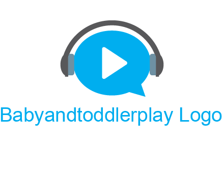 play button wearing headphones logo