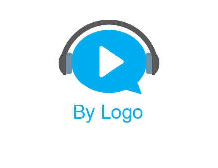 play button wearing headphones logo