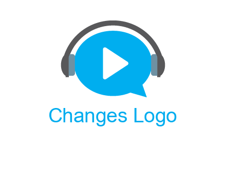 play button wearing headphones logo