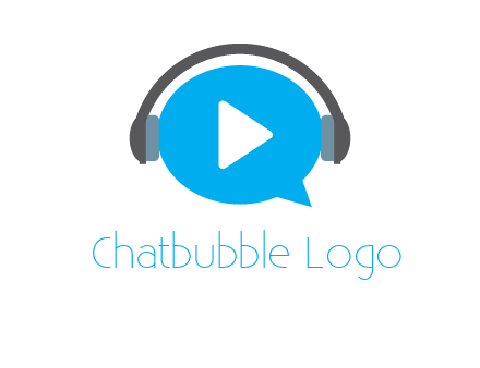 play button wearing headphones logo