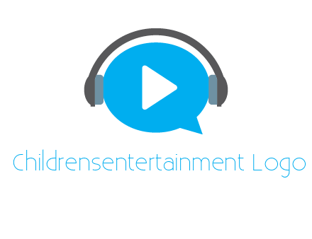 play button wearing headphones logo