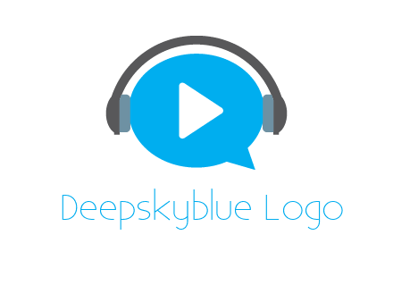 play button wearing headphones logo