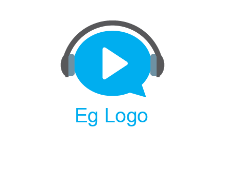 play button wearing headphones logo