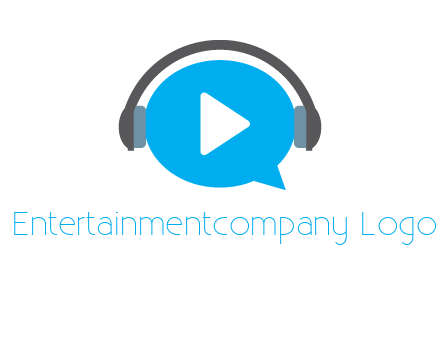 play button wearing headphones logo