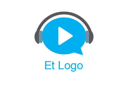play button wearing headphones logo