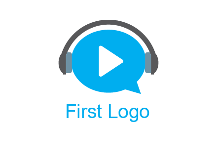 play button wearing headphones logo