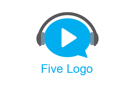 play button wearing headphones logo