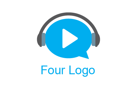 play button wearing headphones logo
