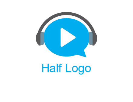 play button wearing headphones logo