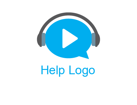 play button wearing headphones logo