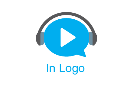play button wearing headphones logo