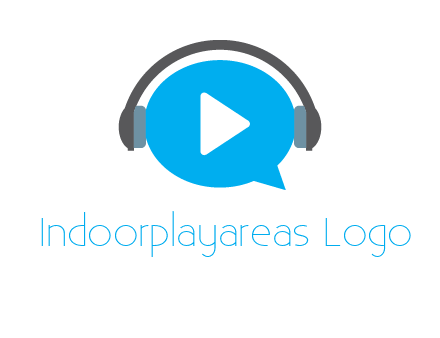 play button wearing headphones logo