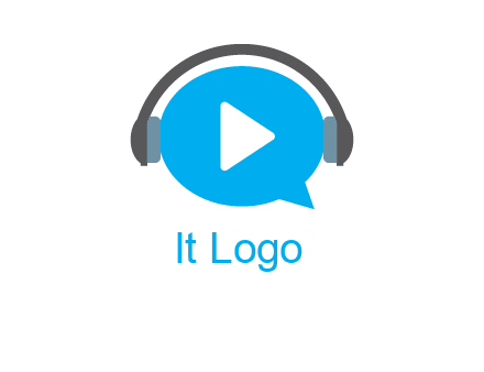 play button wearing headphones logo