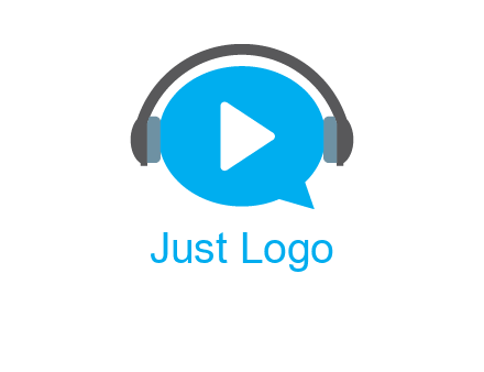 play button wearing headphones logo