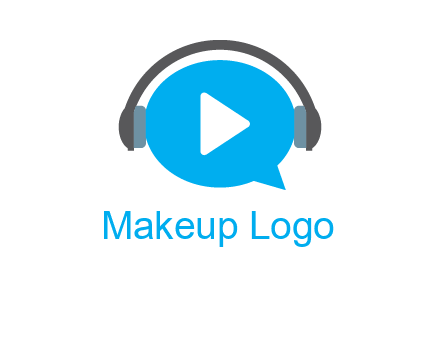 play button wearing headphones logo