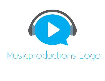 play button wearing headphones logo