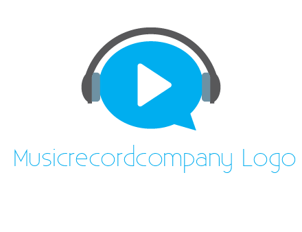 play button wearing headphones logo