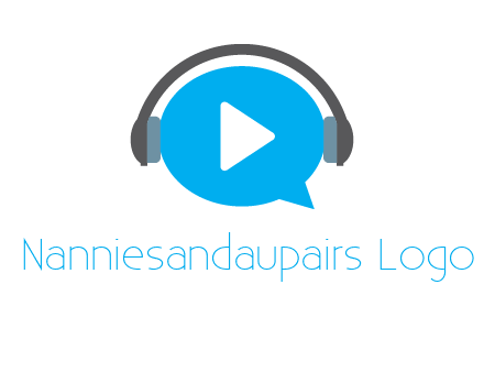 play button wearing headphones logo