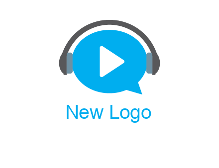 play button wearing headphones logo
