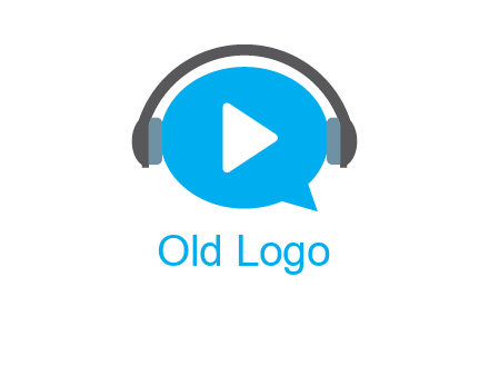 play button wearing headphones logo