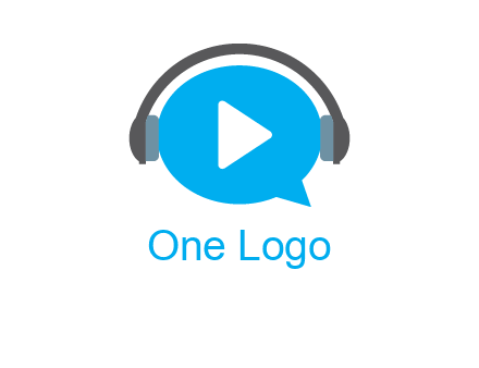 play button wearing headphones logo