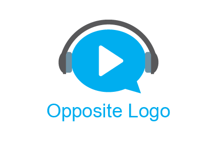 play button wearing headphones logo