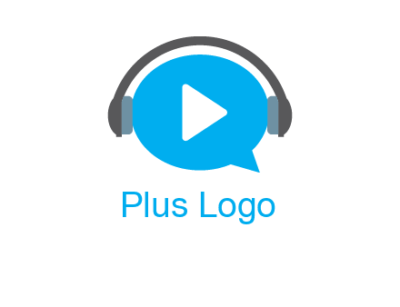 play button wearing headphones logo