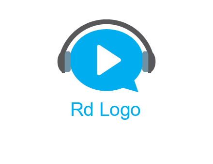 play button wearing headphones logo
