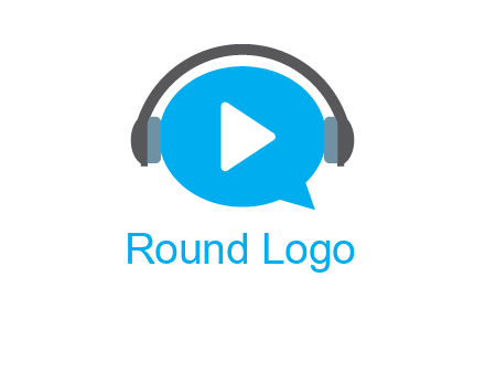 play button wearing headphones logo