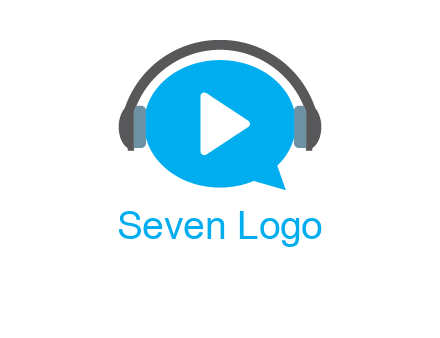 play button wearing headphones logo