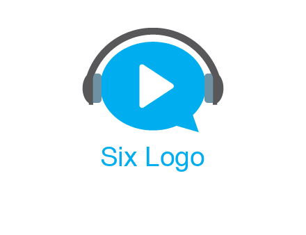 play button wearing headphones logo