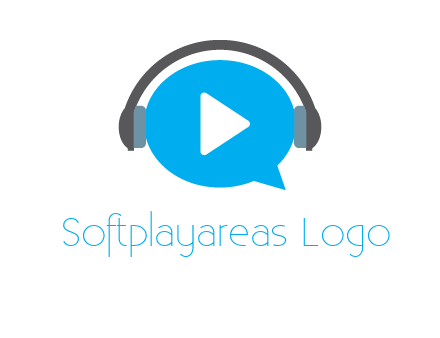 play button wearing headphones logo