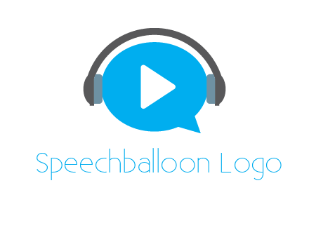 play button wearing headphones logo