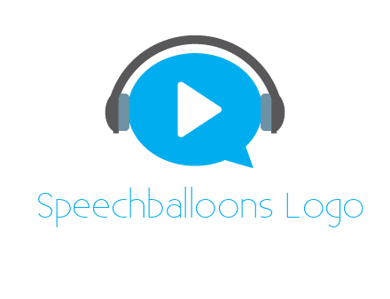 play button wearing headphones logo