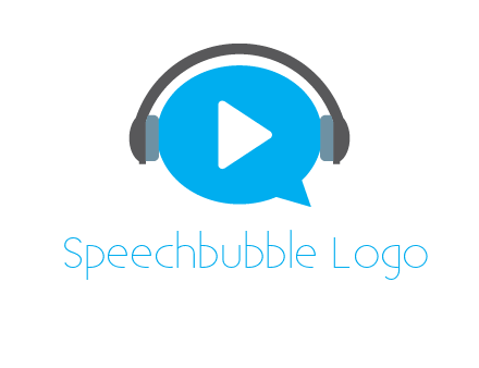 play button wearing headphones logo