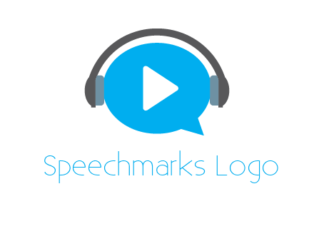play button wearing headphones logo